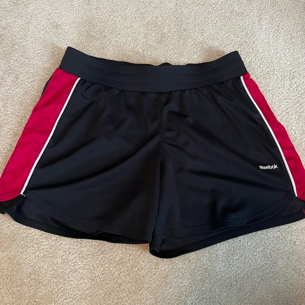Reebok Women's Black and Red Athletic Shorts